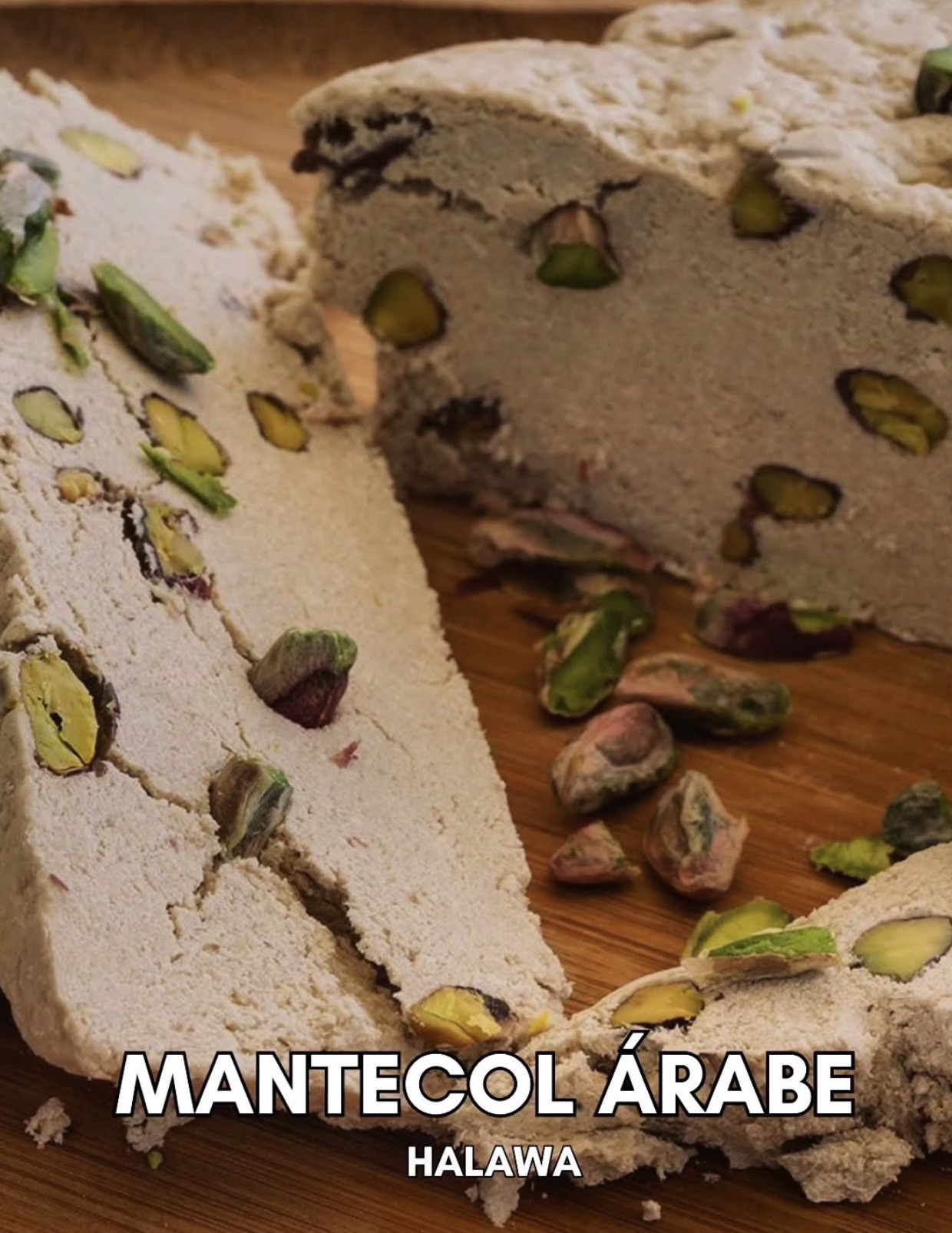 Mantecol arabe halawa con pistachos